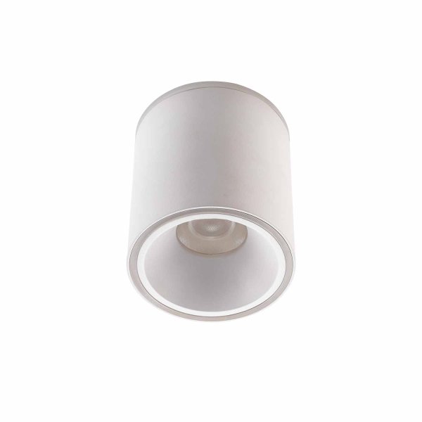 Spot LED de surface cylindrique Ø9 cm blanc Trent, installation directe au plafond 2